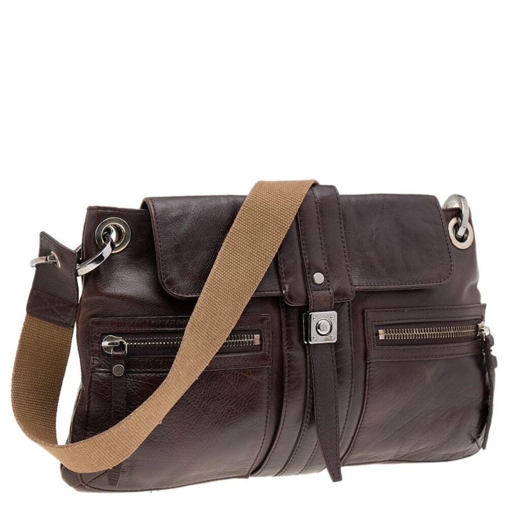 Lanvin Dark Brown Leather Flap Shoulder Bag - Picture 3 of 7